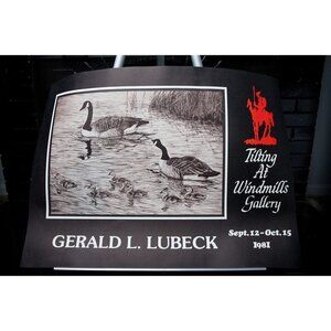 Vtg 1981 Gerald L. Lubeck Artist Canadian Geese & Goslings Exhibition Poster